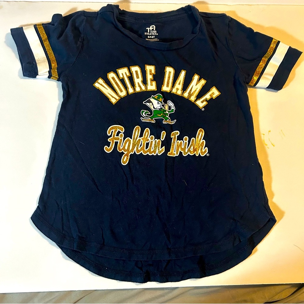 Team athletics girls kids Notre Dame shirt size 6/7